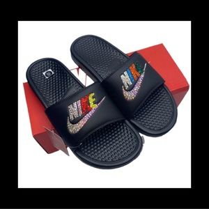 Multicoloured Crystal Luxe Bling Sparkly Nike Slides New All Size Available